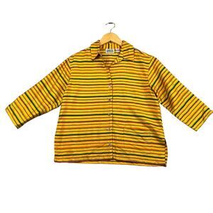 Vintage Chico’s Silk Striped Top Colorful Artwear Size 0